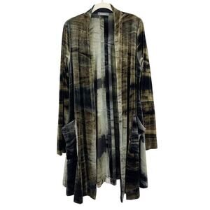 Alembika Velvet Open Front Pocketed Cardigan Jacket Size 3 US Large